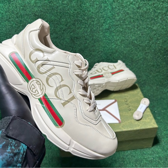 🖤NIB🖤 GUCCI Classic Logo Rython Leather Sneakers - Picture 2 of 9